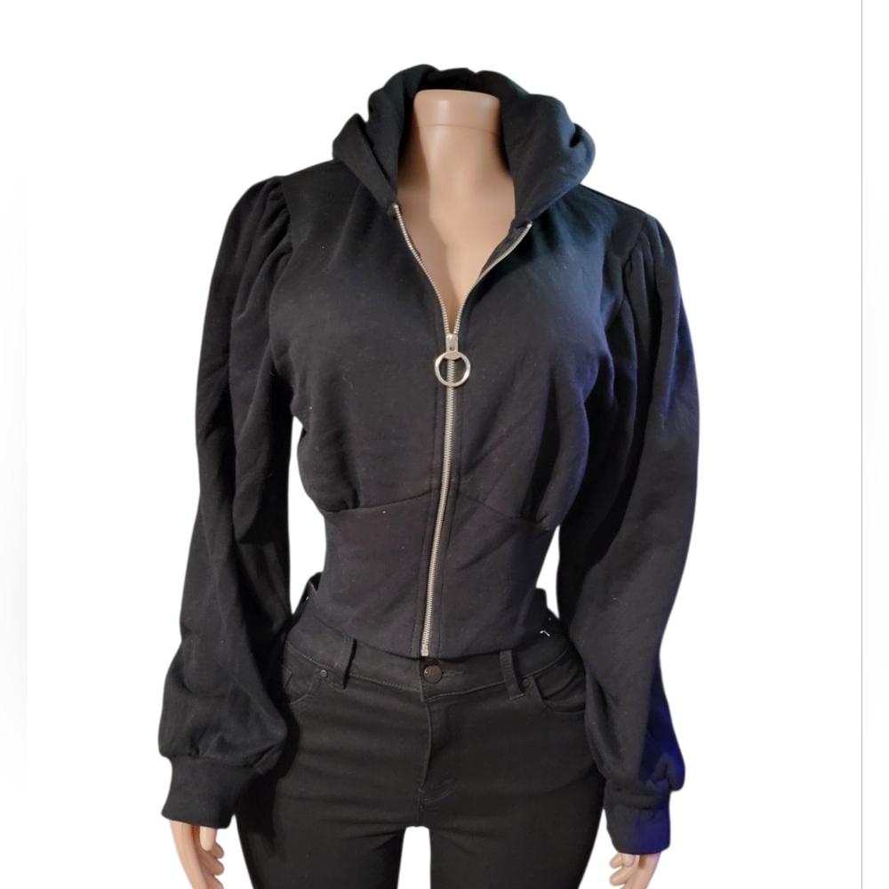 Reflex Black Bomber Jacket with Zip Detail